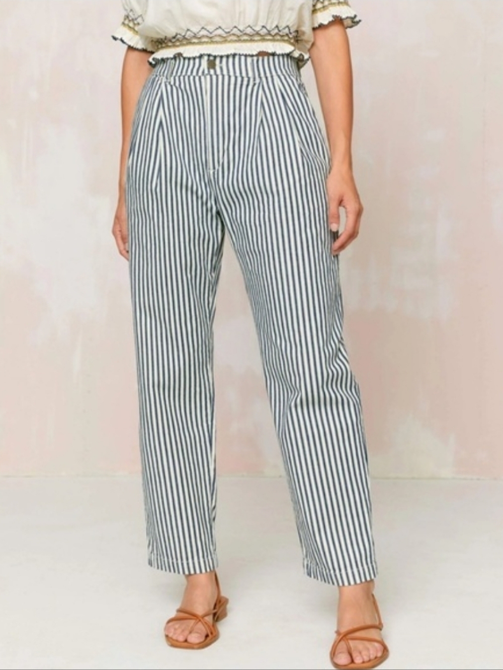 Christy Dawn Lena Jeans Railroad Stripe Tapered Crop